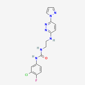molecular formula C16H15ClFN7O B4458574 N-(3-chloro-4-fluorophenyl)-N'-(2-{[6-(1H-pyrazol-1-yl)-3-pyridazinyl]amino}ethyl)urea 