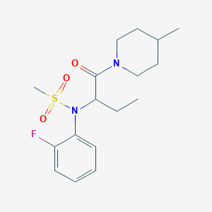 molecular formula C17H25FN2O3S B4458585 N-(2-fluorophenyl)-N-[1-(4-methylpiperidin-1-yl)-1-oxobutan-2-yl]methanesulfonamide 