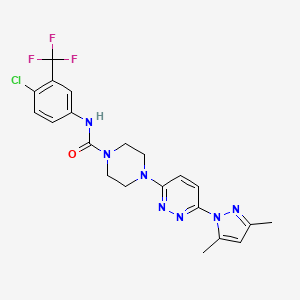 molecular formula C21H21ClF3N7O B4458624 N-[4-chloro-3-(trifluoromethyl)phenyl]-4-[6-(3,5-dimethyl-1H-pyrazol-1-yl)-3-pyridazinyl]-1-piperazinecarboxamide 
