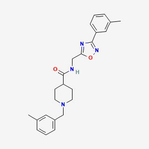 molecular formula C24H28N4O2 B4458695 N-{[3-(3-METHYLPHENYL)-1,2,4-OXADIAZOL-5-YL]METHYL}-1-[(3-METHYLPHENYL)METHYL]PIPERIDINE-4-CARBOXAMIDE 