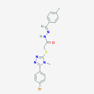 molecular formula C19H18BrN5OS B445915 2-[[5-(4-bromophenyl)-4-methyl-1,2,4-triazol-3-yl]sulfanyl]-N-[(E)-(4-methylphenyl)methylideneamino]acetamide CAS No. 348591-64-0