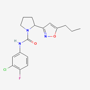 molecular formula C17H19ClFN3O2 B4459360 N-(3-chloro-4-fluorophenyl)-2-(5-propyl-1,2-oxazol-3-yl)pyrrolidine-1-carboxamide 