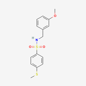 molecular formula C15H17NO3S2 B4459503 N-[(3-METHOXYPHENYL)METHYL]-4-(METHYLSULFANYL)BENZENE-1-SULFONAMIDE 