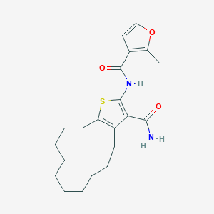 molecular formula C21H28N2O3S B445953 N-(3-carbamoyl-4,5,6,7,8,9,10,11,12,13-decahydrocyclododeca[b]thiophen-2-yl)-2-methylfuran-3-carboxamide 