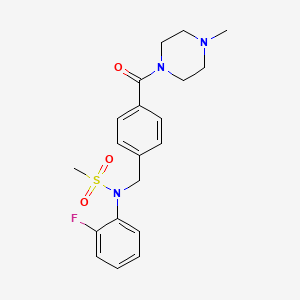 molecular formula C20H24FN3O3S B4459623 N-(2-FLUOROPHENYL)-N-{[4-(4-METHYLPIPERAZINE-1-CARBONYL)PHENYL]METHYL}METHANESULFONAMIDE 