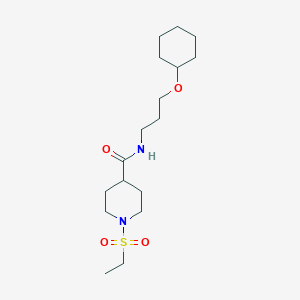 molecular formula C17H32N2O4S B4459666 N-[3-(cyclohexyloxy)propyl]-1-(ethanesulfonyl)piperidine-4-carboxamide 