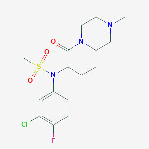 molecular formula C16H23ClFN3O3S B4459756 N-(3-chloro-4-fluorophenyl)-N-{1-[(4-methyl-1-piperazinyl)carbonyl]propyl}methanesulfonamide 