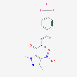 molecular formula C14H12F3N5O3 B445977 4-nitro-1,3-dimethyl-N'-[4-(trifluoromethyl)benzylidene]-1H-pyrazole-5-carbohydrazide 