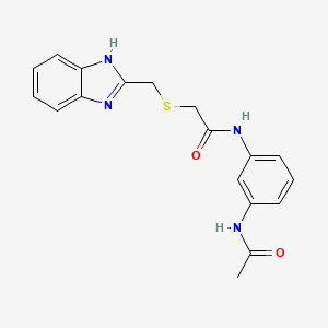 molecular formula C18H18N4O2S B4460017 N-[3-(acetylamino)phenyl]-2-[(1H-benzimidazol-2-ylmethyl)sulfanyl]acetamide 