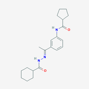 molecular formula C21H29N3O2 B446006 N-{3-[N-(cyclohexylcarbonyl)ethanehydrazonoyl]phenyl}cyclopentanecarboxamide 