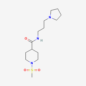 molecular formula C14H27N3O3S B4460092 1-methanesulfonyl-N-[3-(pyrrolidin-1-yl)propyl]piperidine-4-carboxamide 