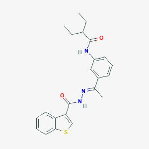 molecular formula C23H25N3O2S B446021 N-{3-[N-(1-benzothien-3-ylcarbonyl)ethanehydrazonoyl]phenyl}-2-ethylbutanamide 