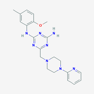 molecular formula C21H26N8O B4460574 N-(4-amino-6-{[4-(2-pyridyl)piperazino]methyl}-1,3,5-triazin-2-yl)-N-(2-methoxy-5-methylphenyl)amine 