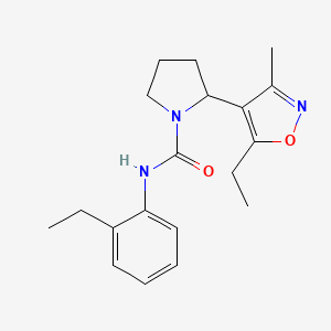 molecular formula C19H25N3O2 B4460689 2-(5-ethyl-3-methyl-1,2-oxazol-4-yl)-N-(2-ethylphenyl)pyrrolidine-1-carboxamide 