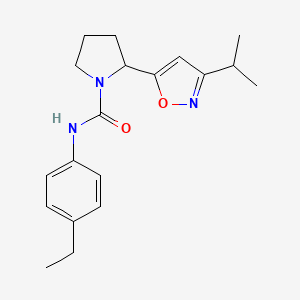 molecular formula C19H25N3O2 B4460908 N-(4-Ethylphenyl)-2-[3-(propan-2-YL)-1,2-oxazol-5-YL]pyrrolidine-1-carboxamide 