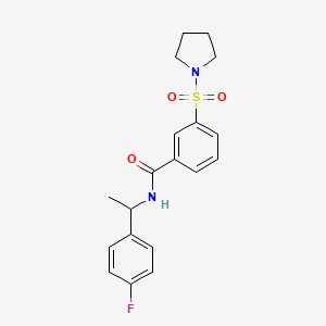 molecular formula C19H21FN2O3S B4460911 N-[1-(4-FLUOROPHENYL)ETHYL]-3-(PYRROLIDINE-1-SULFONYL)BENZAMIDE 