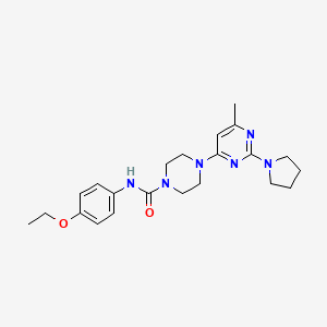molecular formula C22H30N6O2 B4460957 N-(4-Ethoxyphenyl)-4-[6-methyl-2-(pyrrolidin-1-YL)pyrimidin-4-YL]piperazine-1-carboxamide 