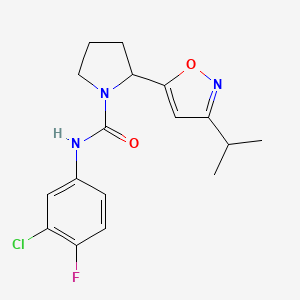 molecular formula C17H19ClFN3O2 B4460998 N-(3-Chloro-4-fluorophenyl)-2-[3-(propan-2-YL)-1,2-oxazol-5-YL]pyrrolidine-1-carboxamide 