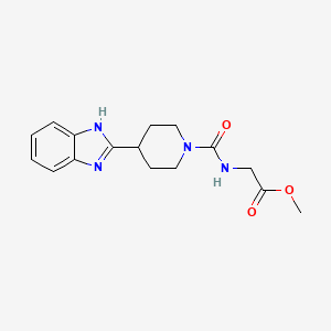 molecular formula C16H20N4O3 B4461097 methyl N-{[4-(1H-benzimidazol-2-yl)piperidin-1-yl]carbonyl}glycinate 