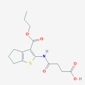 molecular formula C15H19NO5S B446118 3-{[3-(PROPOXYCARBONYL)-4H,5H,6H-CYCLOPENTA[B]THIOPHEN-2-YL]CARBAMOYL}PROPANOIC ACID 