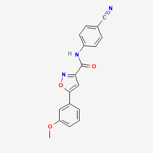 molecular formula C18H13N3O3 B4461299 N-(4-cyanophenyl)-5-(3-methoxyphenyl)-1,2-oxazole-3-carboxamide 