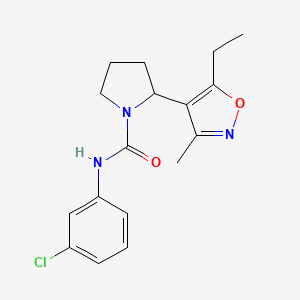 molecular formula C17H20ClN3O2 B4461386 N-(3-chlorophenyl)-2-(5-ethyl-3-methyl-1,2-oxazol-4-yl)pyrrolidine-1-carboxamide 