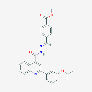 molecular formula C28H25N3O4 B446147 methyl 4-(2-{[2-(3-isopropoxyphenyl)-4-quinolinyl]carbonyl}carbohydrazonoyl)benzoate 