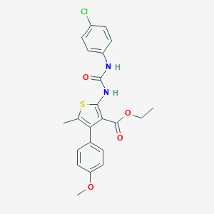 molecular formula C22H21ClN2O4S B446150 Ethyl 2-{[(4-chloroanilino)carbonyl]amino}-4-(4-methoxyphenyl)-5-methylthiophene-3-carboxylate 