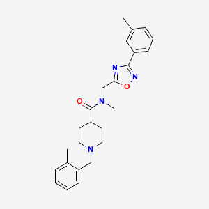 molecular formula C25H30N4O2 B4461527 N-METHYL-N-{[3-(3-METHYLPHENYL)-1,2,4-OXADIAZOL-5-YL]METHYL}-1-[(2-METHYLPHENYL)METHYL]PIPERIDINE-4-CARBOXAMIDE 