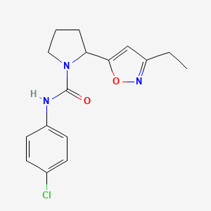 molecular formula C16H18ClN3O2 B4461542 N-(4-chlorophenyl)-2-(3-ethyl-1,2-oxazol-5-yl)pyrrolidine-1-carboxamide 