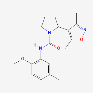 molecular formula C18H23N3O3 B4461553 2-(3,5-dimethyl-1,2-oxazol-4-yl)-N-(2-methoxy-5-methylphenyl)pyrrolidine-1-carboxamide 