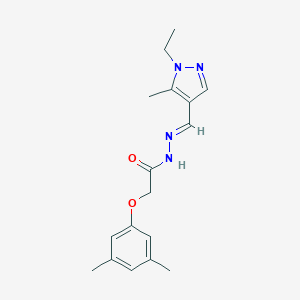 molecular formula C17H22N4O2 B446172 2-(3,5-dimethylphenoxy)-N'-[(1-ethyl-5-methyl-1H-pyrazol-4-yl)methylene]acetohydrazide 