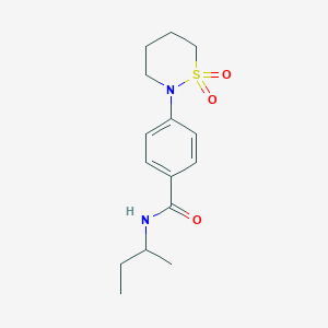 molecular formula C15H22N2O3S B4461731 N-(butan-2-yl)-4-(1,1-dioxido-1,2-thiazinan-2-yl)benzamide 