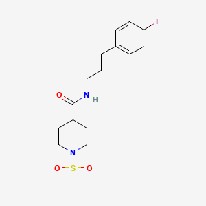 molecular formula C16H23FN2O3S B4461953 N-[3-(4-FLUOROPHENYL)PROPYL]-1-METHANESULFONYLPIPERIDINE-4-CARBOXAMIDE 