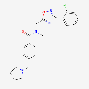 molecular formula C22H23ClN4O2 B4461971 N-{[3-(2-CHLOROPHENYL)-1,2,4-OXADIAZOL-5-YL]METHYL}-N-METHYL-4-[(PYRROLIDIN-1-YL)METHYL]BENZAMIDE 