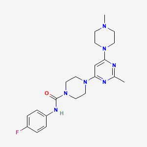 molecular formula C21H28FN7O B4462053 N-(4-fluorophenyl)-4-[2-methyl-6-(4-methylpiperazin-1-yl)pyrimidin-4-yl]piperazine-1-carboxamide 