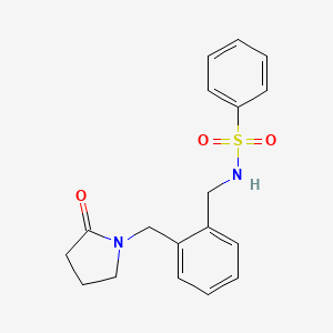 molecular formula C18H20N2O3S B4462187 N-({2-[(2-oxopyrrolidin-1-yl)methyl]phenyl}methyl)benzenesulfonamide 