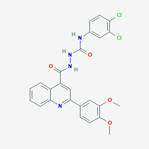 molecular formula C25H20Cl2N4O4 B446224 N~1~-(3,4-DICHLOROPHENYL)-2-{[2-(3,4-DIMETHOXYPHENYL)-4-QUINOLYL]CARBONYL}-1-HYDRAZINECARBOXAMIDE 