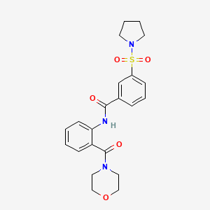molecular formula C22H25N3O5S B4462355 N-[2-(morpholin-4-ylcarbonyl)phenyl]-3-(pyrrolidin-1-ylsulfonyl)benzamide 
