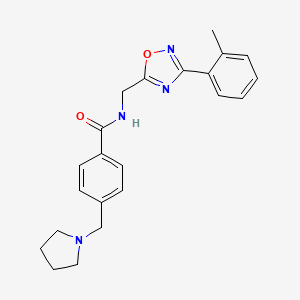 molecular formula C22H24N4O2 B4462445 N-{[3-(2-METHYLPHENYL)-1,2,4-OXADIAZOL-5-YL]METHYL}-4-[(PYRROLIDIN-1-YL)METHYL]BENZAMIDE 