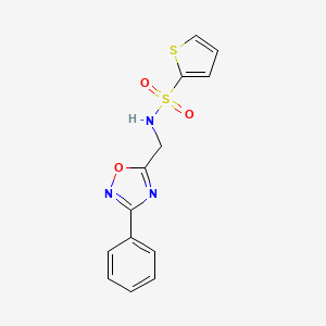 molecular formula C13H11N3O3S2 B4462527 N-[(3-phenyl-1,2,4-oxadiazol-5-yl)methyl]thiophene-2-sulfonamide 