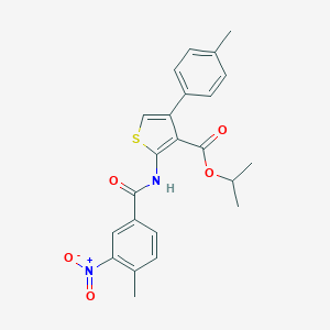 molecular formula C23H22N2O5S B446258 Isopropyl 2-({3-nitro-4-methylbenzoyl}amino)-4-(4-methylphenyl)-3-thiophenecarboxylate 