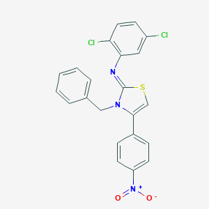 molecular formula C22H15Cl2N3O2S B446265 N-[3-BENZYL-4-(4-NITROPHENYL)-1,3-THIAZOL-2(3H)-YLIDEN]-N-(2,5-DICHLOROPHENYL)AMINE 