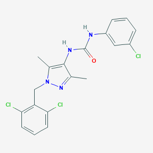 molecular formula C19H17Cl3N4O B446300 N-(3-chlorophenyl)-N'-[1-(2,6-dichlorobenzyl)-3,5-dimethyl-1H-pyrazol-4-yl]urea 