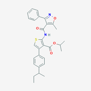 molecular formula C29H30N2O4S B446303 Isopropyl 4-(4-sec-butylphenyl)-2-{[(5-methyl-3-phenyl-4-isoxazolyl)carbonyl]amino}-3-thiophenecarboxylate 
