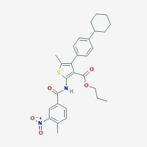 molecular formula C29H32N2O5S B446315 Propyl 4-(4-cyclohexylphenyl)-2-({3-nitro-4-methylbenzoyl}amino)-5-methylthiophene-3-carboxylate 