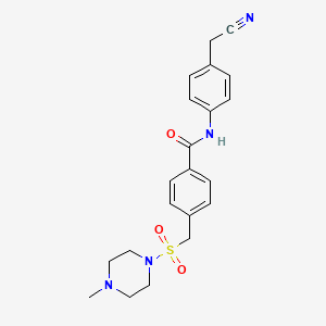molecular formula C21H24N4O3S B4463190 N-[4-(cyanomethyl)phenyl]-4-{[(4-methylpiperazin-1-yl)sulfonyl]methyl}benzamide 