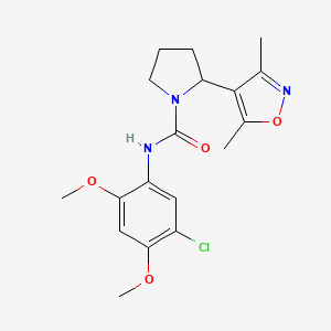 molecular formula C18H22ClN3O4 B4463404 N-(5-chloro-2,4-dimethoxyphenyl)-2-(3,5-dimethyl-1,2-oxazol-4-yl)pyrrolidine-1-carboxamide 