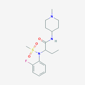 molecular formula C17H26FN3O3S B4463485 2-[N-(2-FLUOROPHENYL)METHANESULFONAMIDO]-N-(1-METHYLPIPERIDIN-4-YL)BUTANAMIDE 
