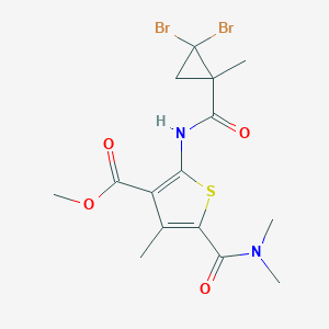 molecular formula C15H18Br2N2O4S B446360 methyl 2-{[(2,2-dibromo-1-methylcyclopropyl)carbonyl]amino}-5-[(dimethylamino)carbonyl]-4-methyl-3-thiophenecarboxylate 